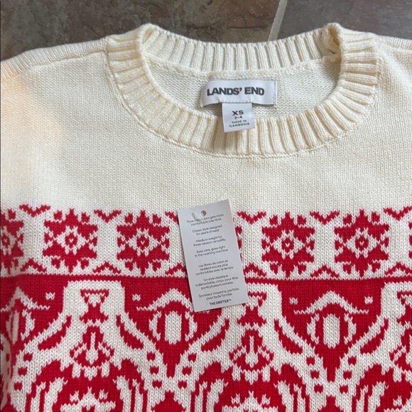 LANDS END RED HOLIDAY SWEATER- size XS NWT - Picture 3 of 4